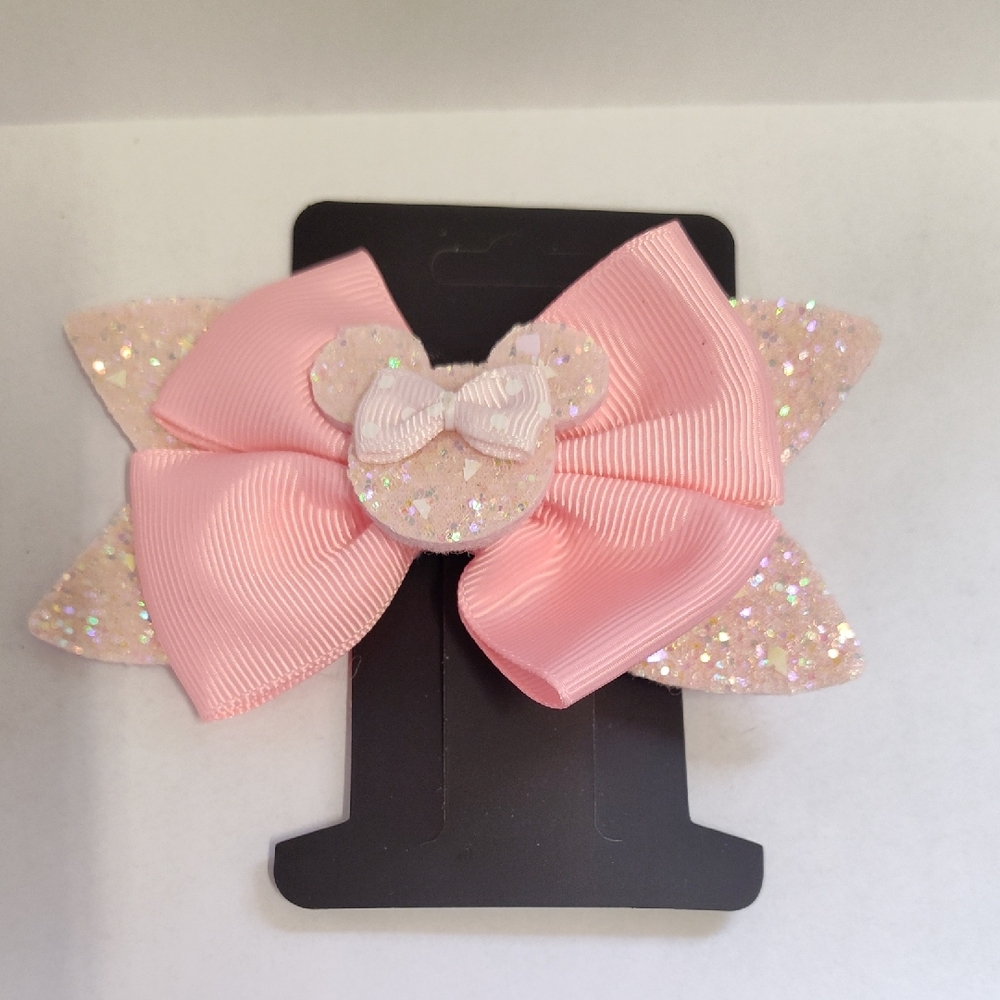 Disney Pink Glitter Bow Hair Clip